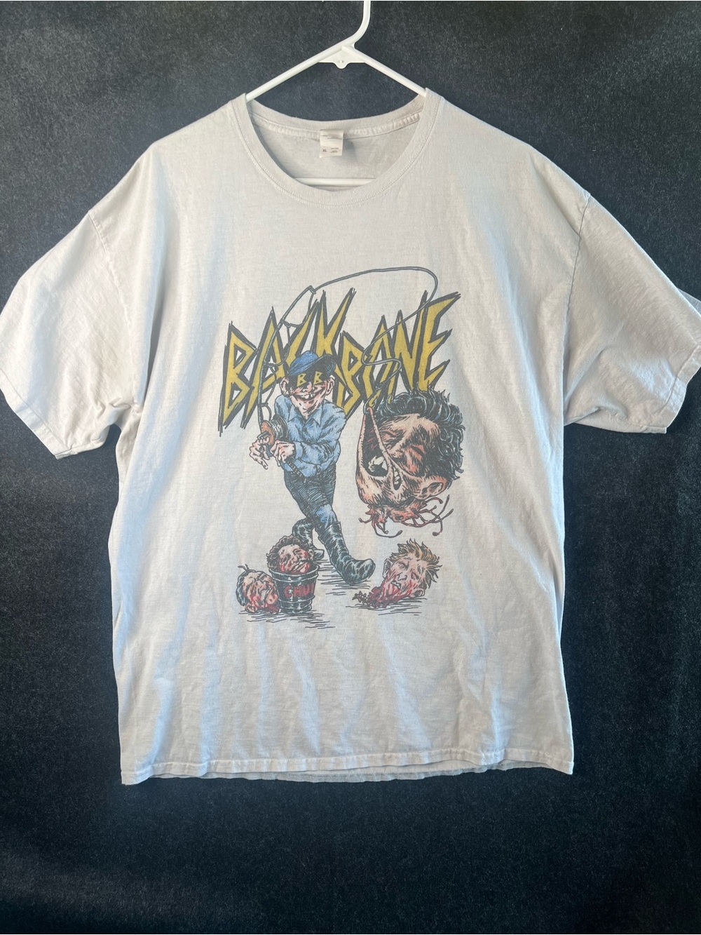 Fruit of the Loom HD Cotton White Backbone Punk Band T-Shirt Mens XL Grunge Band
